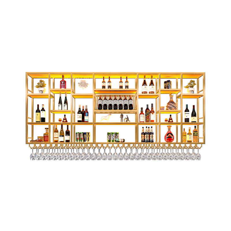 Wine Rack Modern Style Wall Mounted Wine Holder Rack with Wooden Shelf
