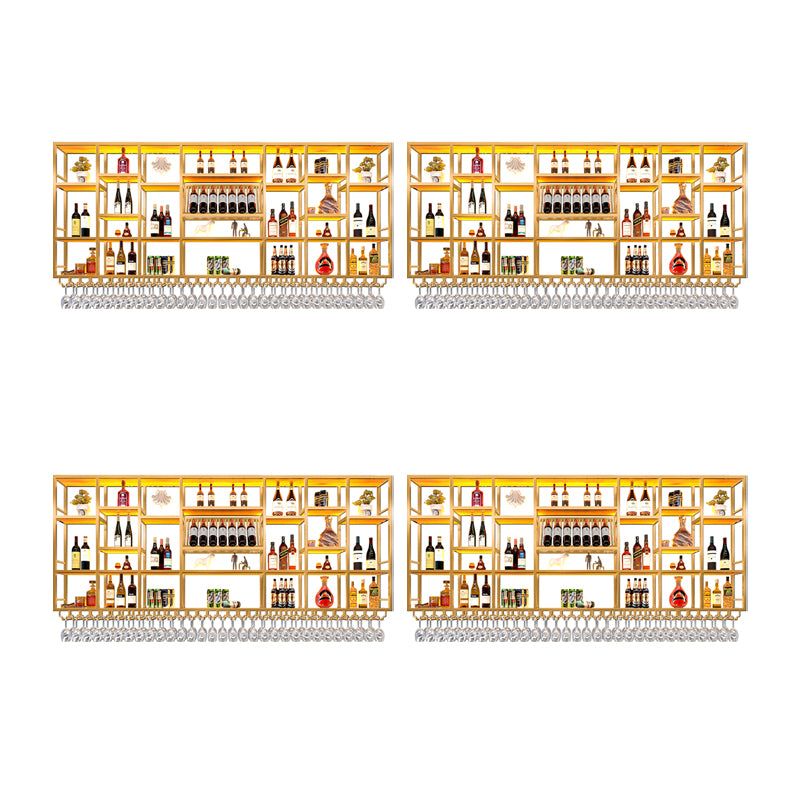 Wine Rack Modern Style Wall Mounted Wine Holder Rack with Wooden Shelf