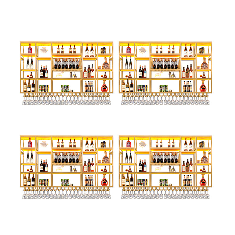 Wine Rack Modern Style Wall Mounted Wine Holder Rack with Wooden Shelf