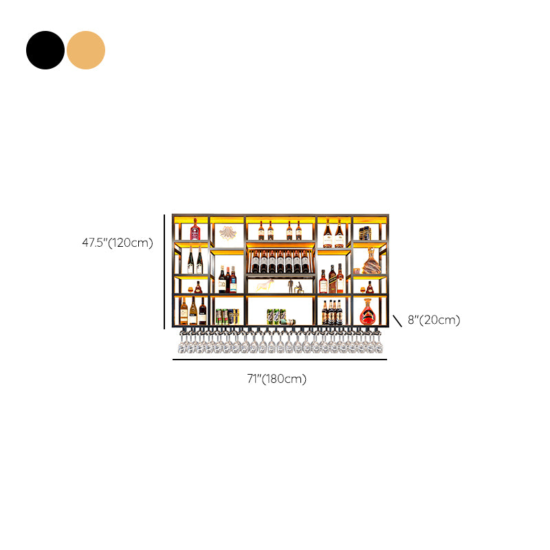 Wine Rack Modern Style Wall Mounted Wine Holder Rack with Wooden Shelf