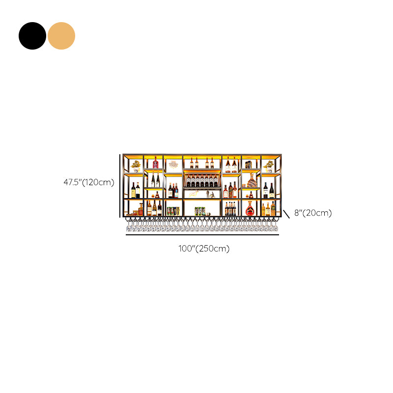 Wine Rack Modern Style Wall Mounted Wine Holder Rack with Wooden Shelf