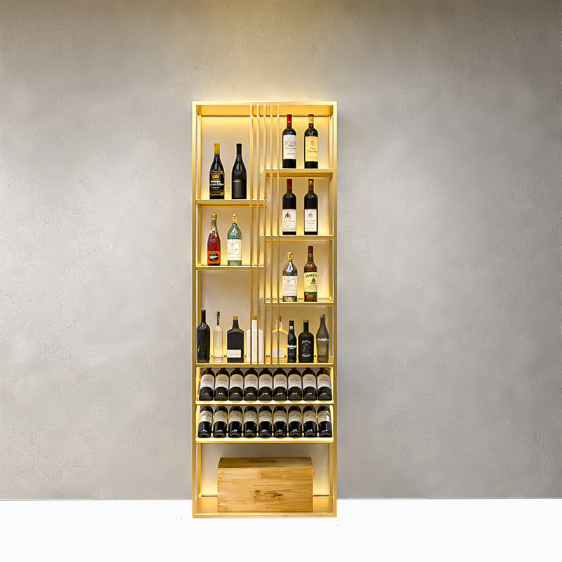 Modern Simple Floor Wine Rack Golden Wine Bottle Rack for Kitchen