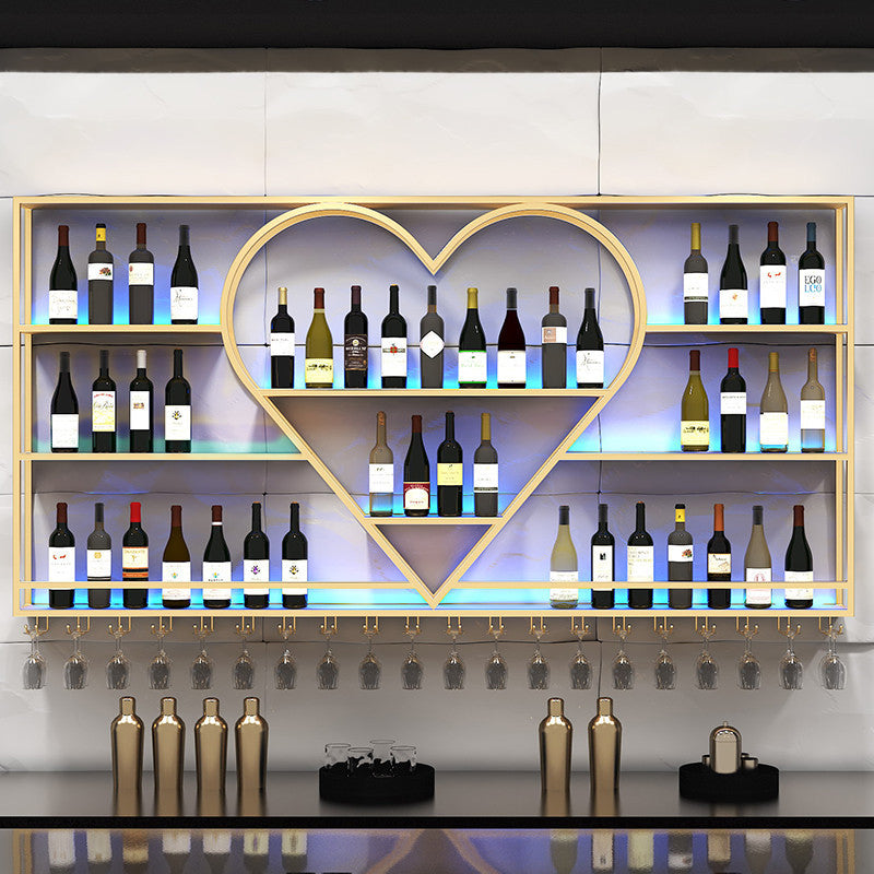 Modern Iron Wine Bottle & Glass Rack Wall Mounted Wine Rack Round