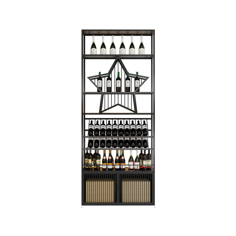 Iron Floor Bottle Wine Rack Contemporary Wine Holder with Storage Shelves