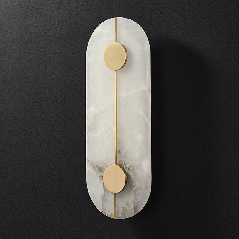 Brass and Stone Wall Lighting Round / Oval LED Wall Mounted Fixture in Gold