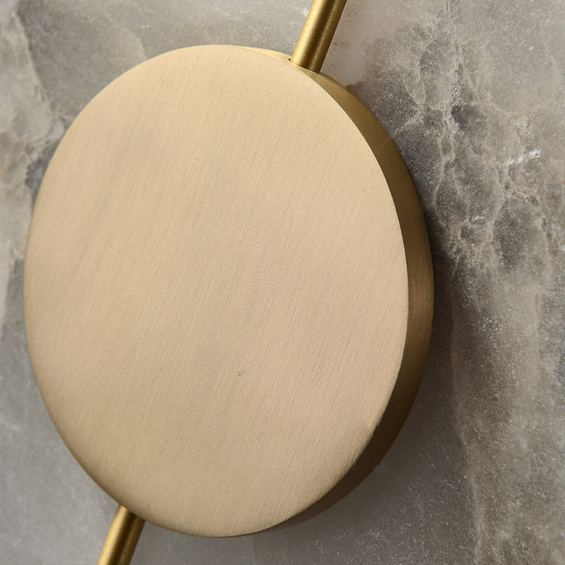 Brass and Stone Wall Lighting Round / Oval LED Wall Mounted Fixture in Gold