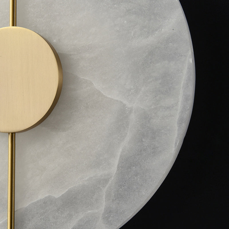 Brass and Stone Wall Lighting Round / Oval LED Wall Mounted Fixture in Gold