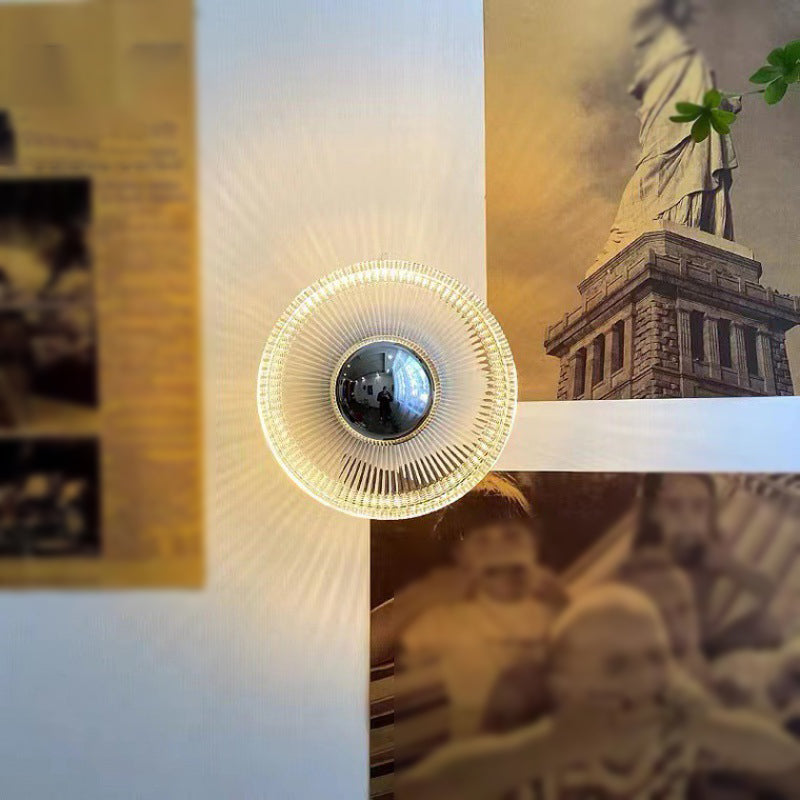 1 Light Round Wall Sconce in Clear & Chrome Glass Modern Wall Fixture