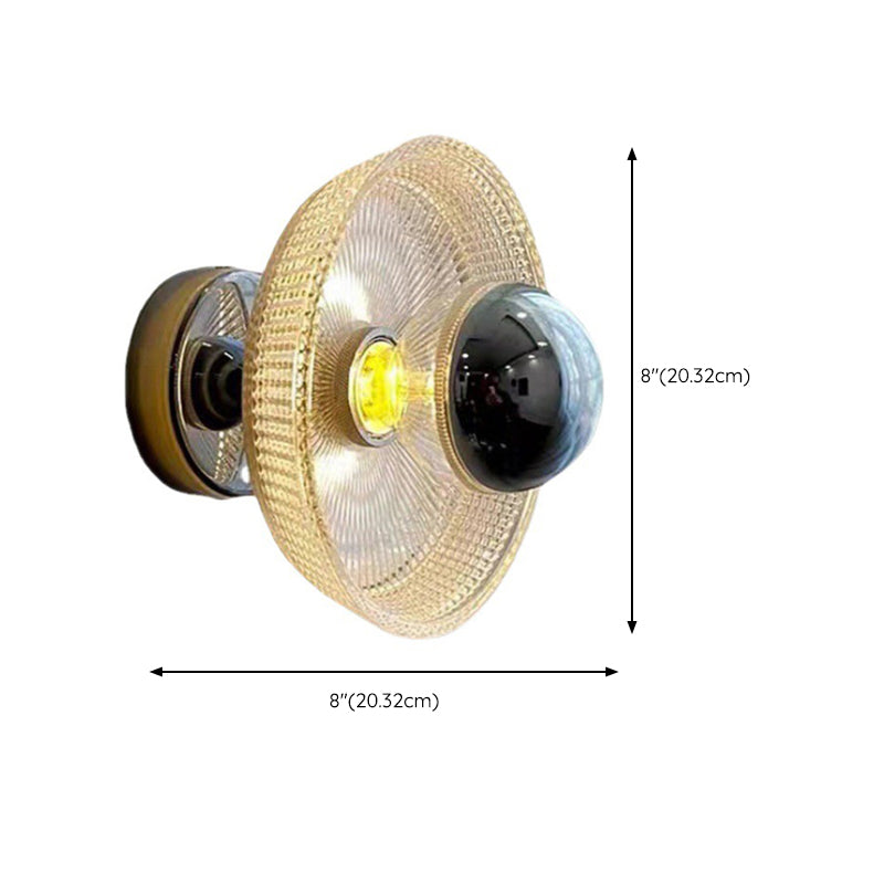 1 Light Round Wall Sconce in Clear & Chrome Glass Modern Wall Fixture