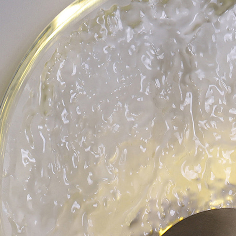 Solid Brass and Crystal Wall Sconce Contemporary Round Wall Light in Gold & Clear