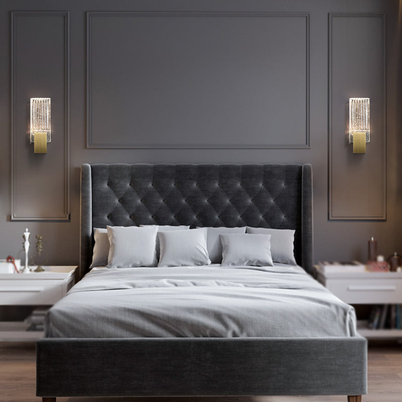 Iron and Crystal Wall Lighting Fixture in Gold LED Post Modern Wall Sconce