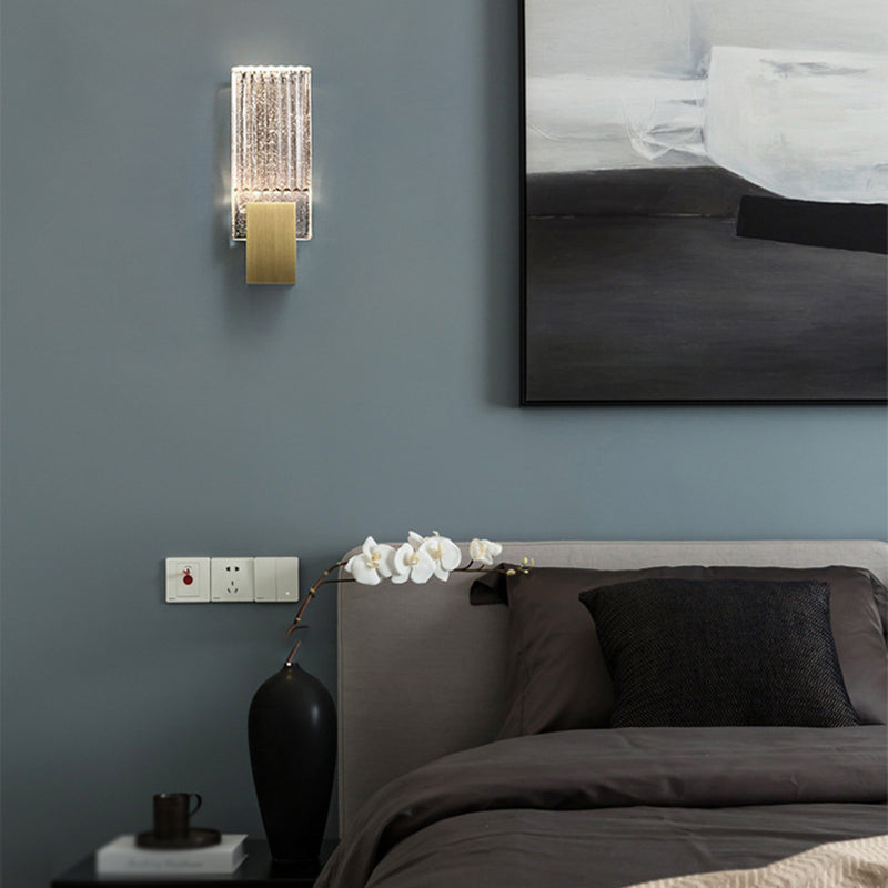 Iron and Crystal Wall Lighting Fixture in Gold LED Post Modern Wall Sconce