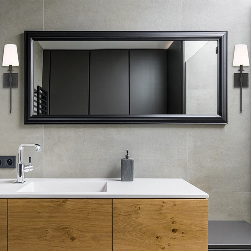 Iron and Fabric Wall Sconce Post Modern 1 - Light Wall Lighting Fixture with White Shade