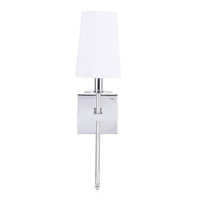 Iron and Fabric Wall Sconce Post Modern 1 - Light Wall Lighting Fixture with White Shade