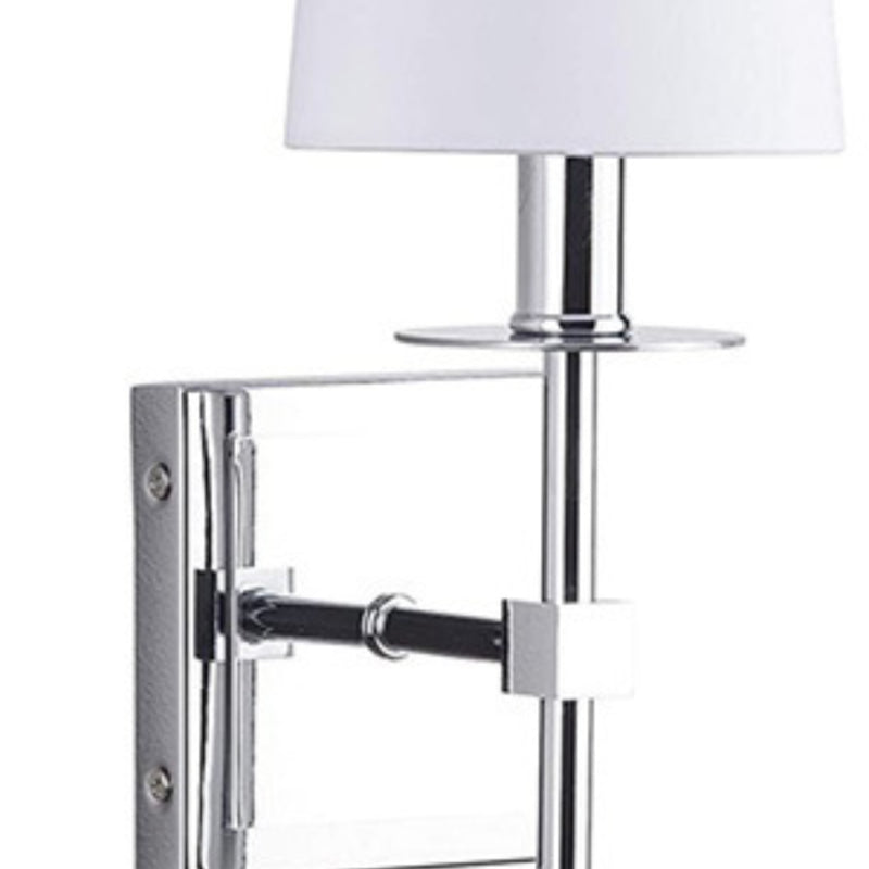 Iron and Fabric Wall Sconce Post Modern 1 - Light Wall Lighting Fixture with White Shade