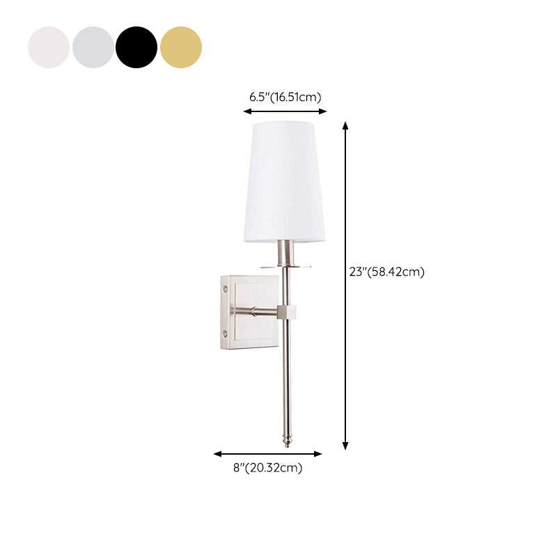 Iron and Fabric Wall Sconce Post Modern 1 - Light Wall Lighting Fixture with White Shade
