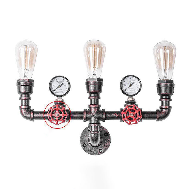 Rust Industrial Metal Wall Sconce Pipe Shape Wall Light for Living Room
