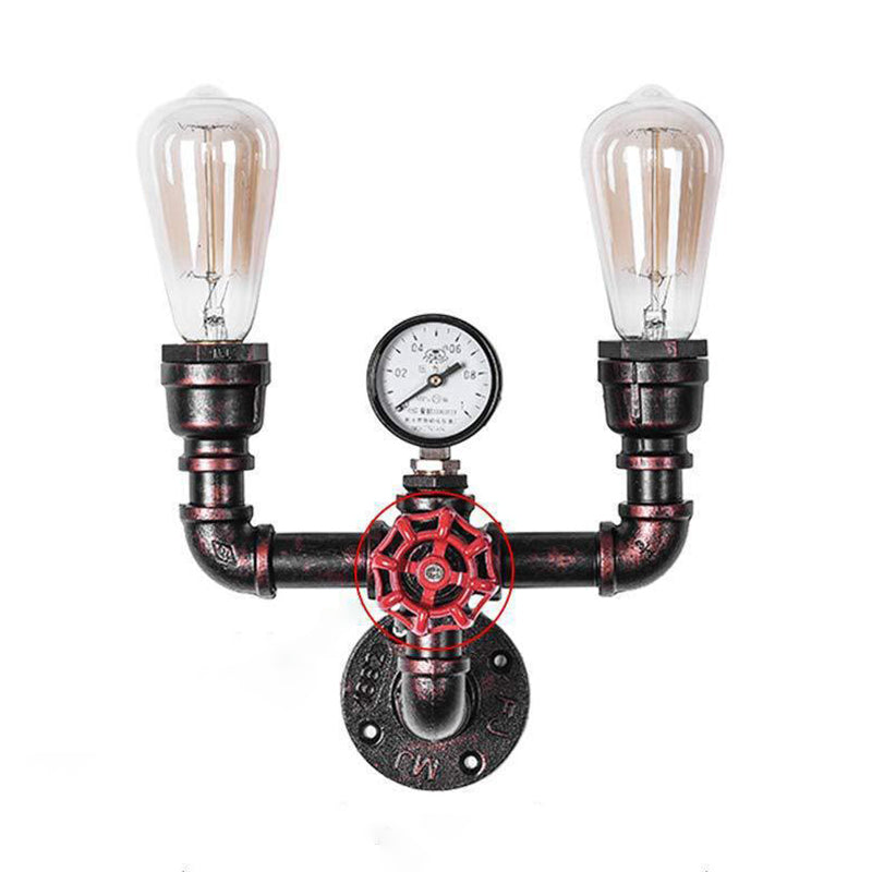 Rust Industrial Metal Wall Sconce Pipe Shape Wall Light for Living Room