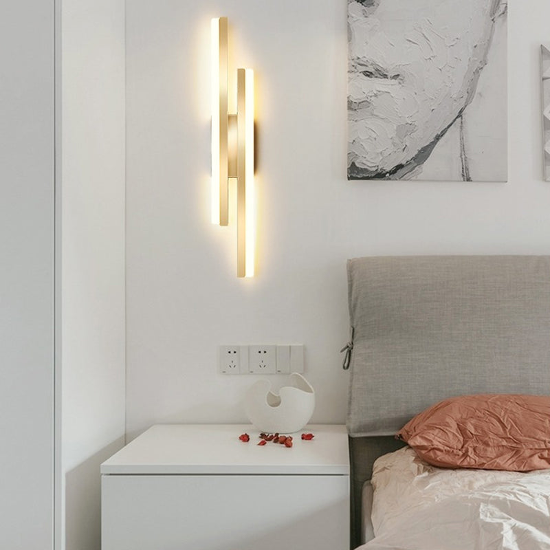 Modernism Golden/Black 2-Light Wall Mounted Sconce Linear LED Wall Light