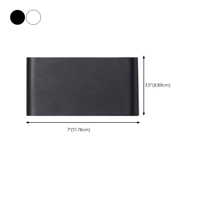 Contemporary LED Wall Mount Fixture in Dark Black / White Rectangle Wall Sconce
