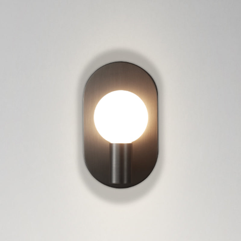 Solid Brass Wall Lamp Contemporary Black / Gold Wall Light with Glass Shade