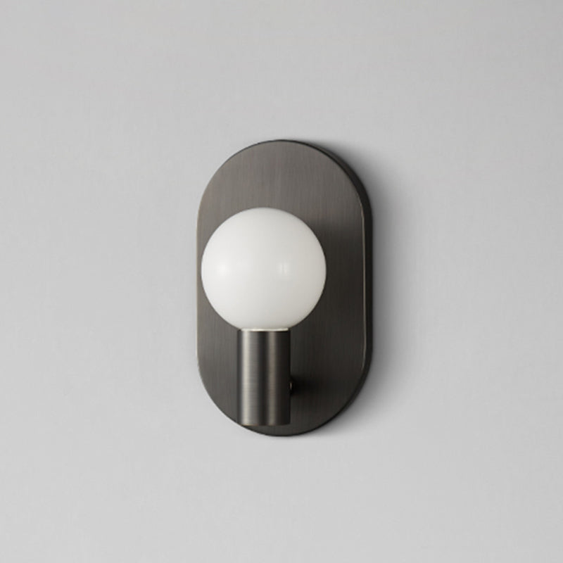 Solid Brass Wall Lamp Contemporary Black / Gold Wall Light with Glass Shade