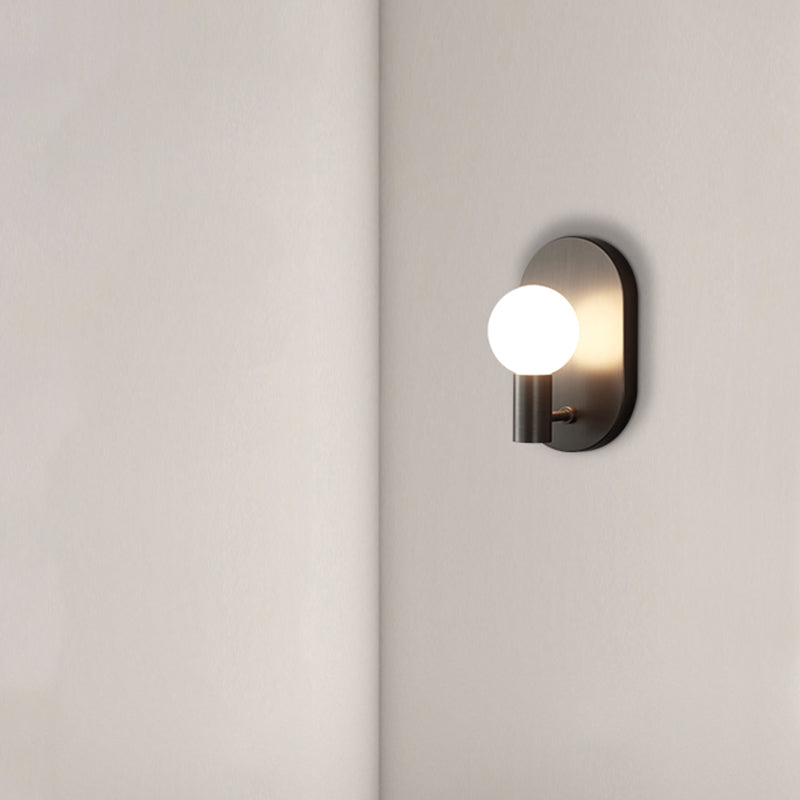 Solid Brass Wall Lamp Contemporary Black / Gold Wall Light with Glass Shade