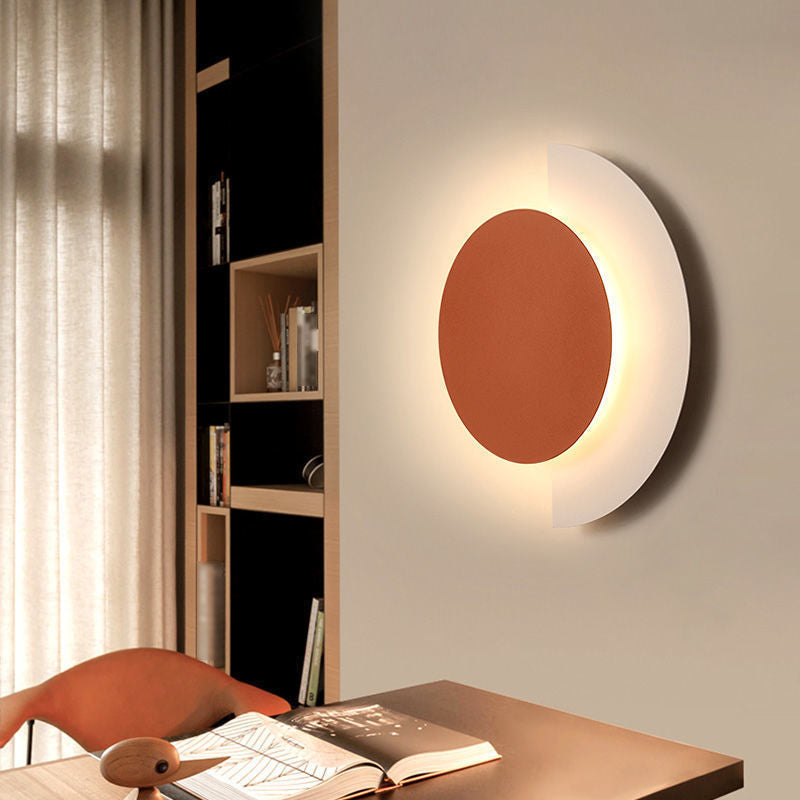 Single Modern Wall Mounted Sconce LED Round Wall Light in Green/Black/Orange Finish