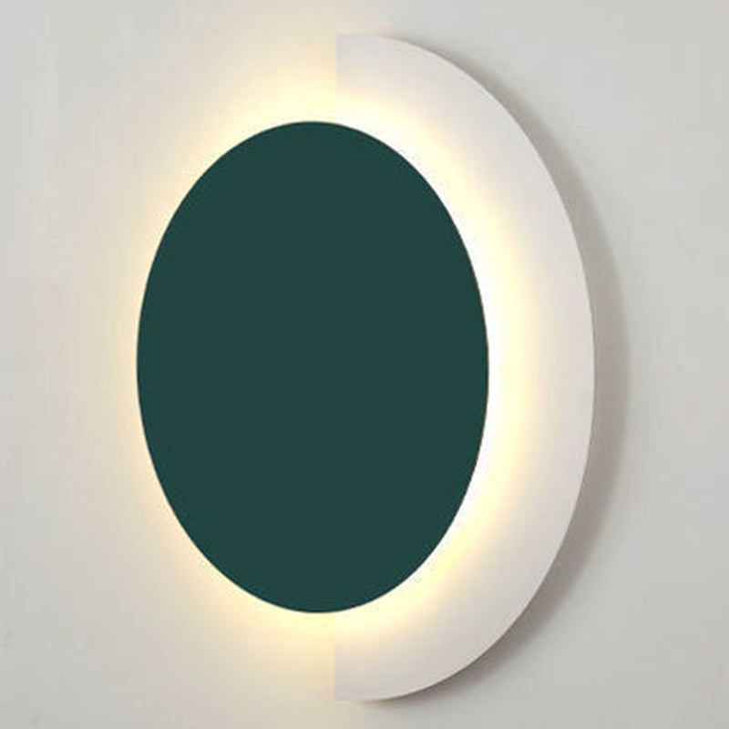 Single Modern Wall Mounted Sconce LED Round Wall Light in Green/Black/Orange Finish
