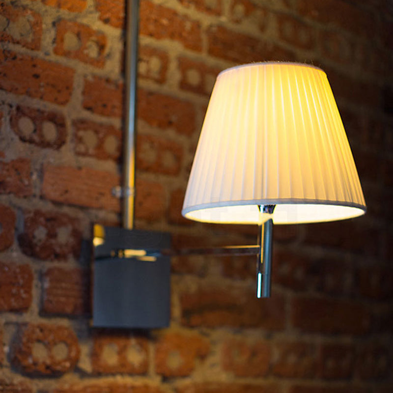 1 Light Wall Armed Sconce in Chrome Minimalist Wall Light with Standard Shade