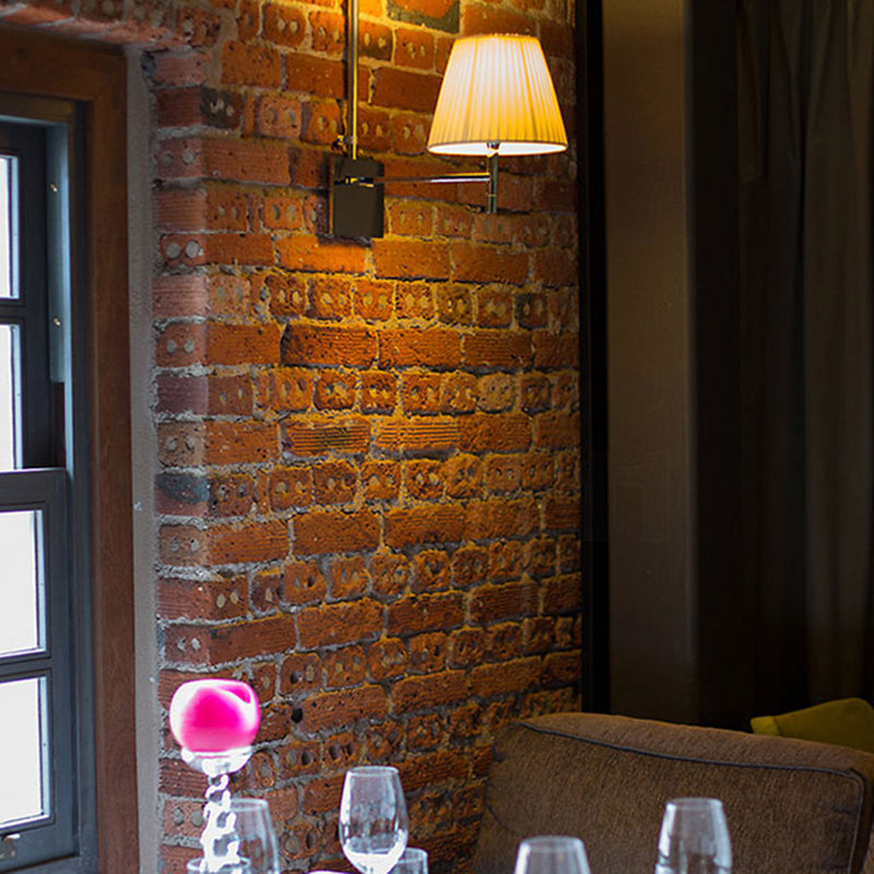 1 Light Wall Armed Sconce in Chrome Minimalist Wall Light with Standard Shade