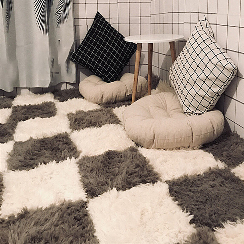 Bedroom Carpet Tiles Solid Color Square Shag Stain Resistant Carpet Tiles