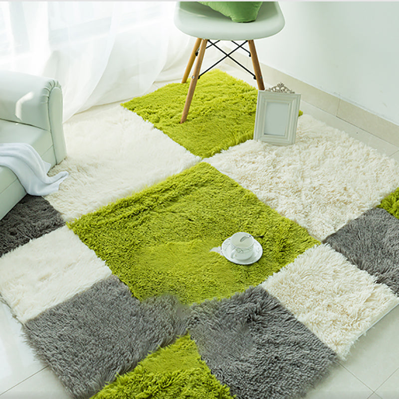 Bedroom Carpet Tiles Solid Color Square Shag Stain Resistant Carpet Tiles