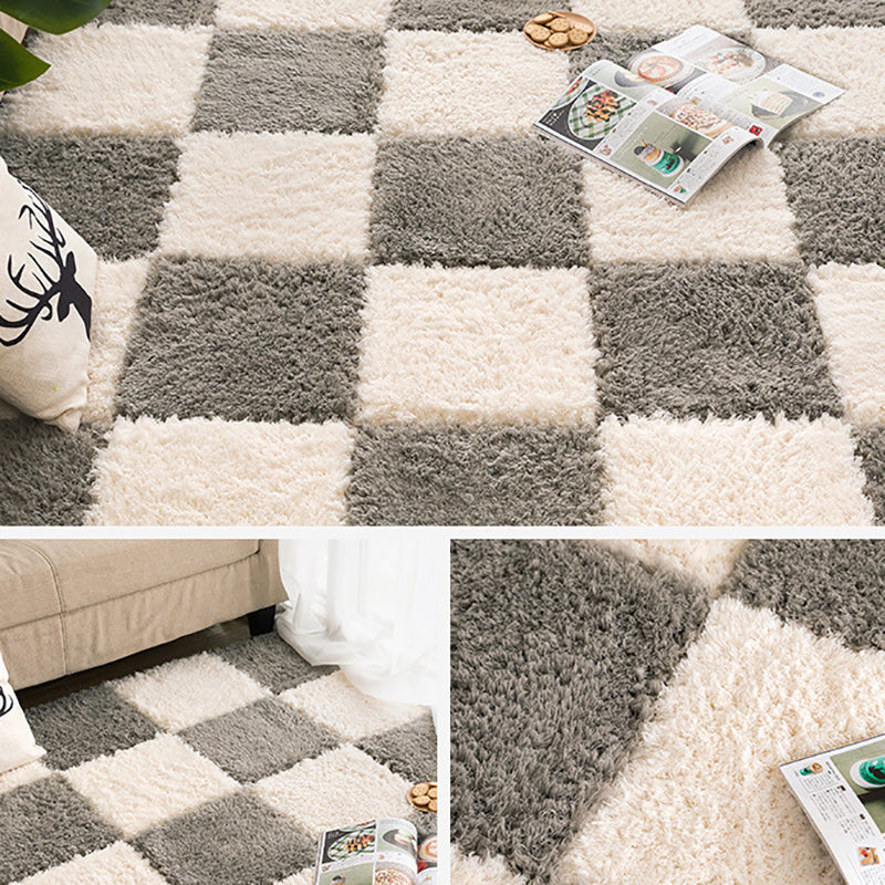 Modern Carpet Tiles Square Color Block Shag Interlocking Carpet Tiles