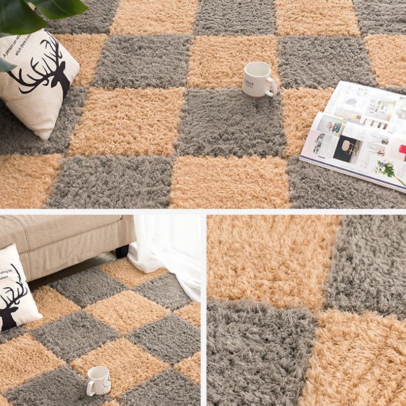 Modern Carpet Tiles Square Color Block Shag Interlocking Carpet Tiles