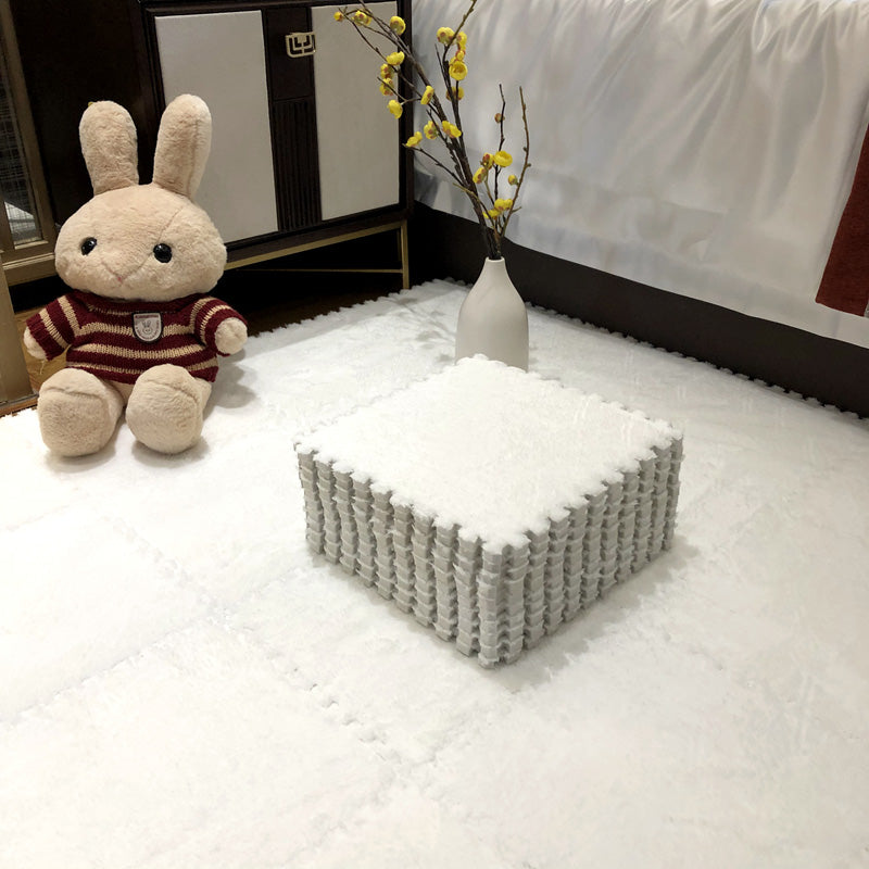 Modern Carpet Floor Tile Plush Cut Interlocking Non-Skid Tiles and Carpet