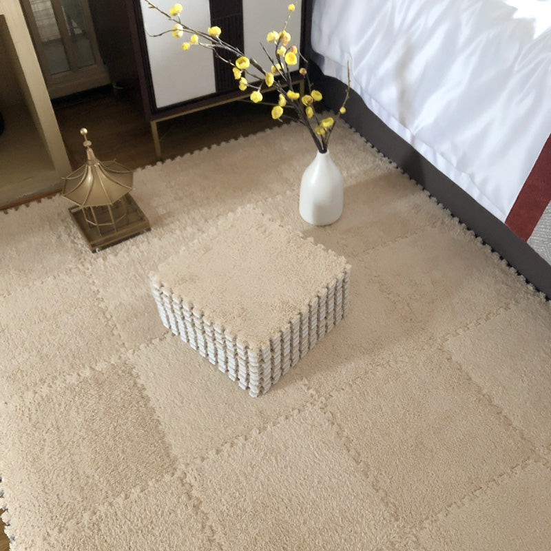 Modern Carpet Floor Tile Plush Cut Interlocking Non-Skid Tiles and Carpet