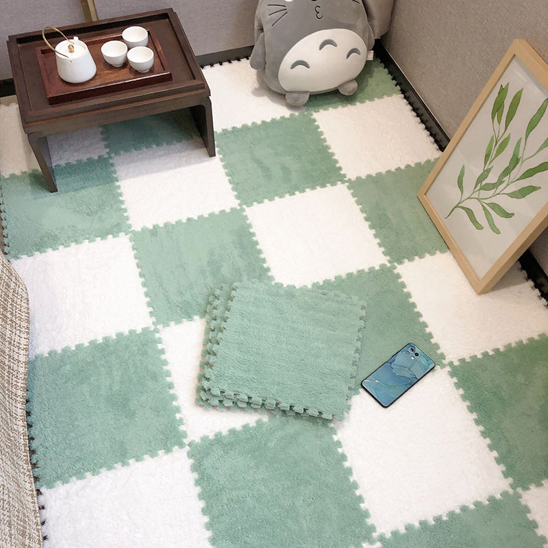 Modern Carpet Floor Tile Plush Cut Interlocking Non-Skid Tiles and Carpet