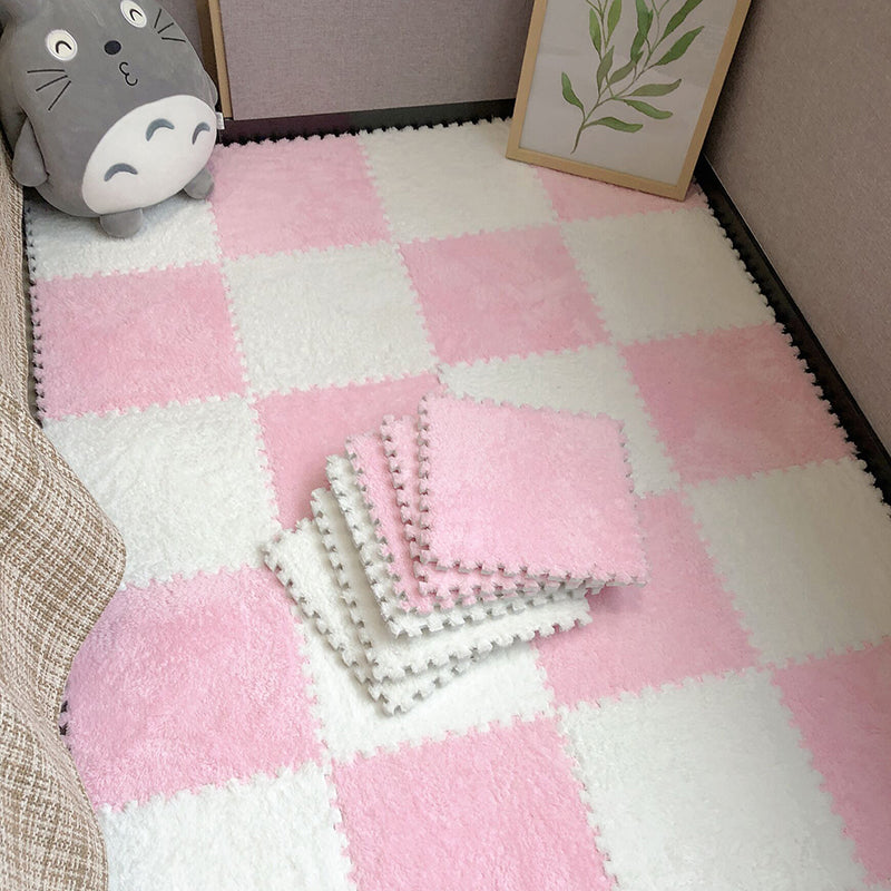 Modern Carpet Floor Tile Plush Cut Interlocking Non-Skid Tiles and Carpet