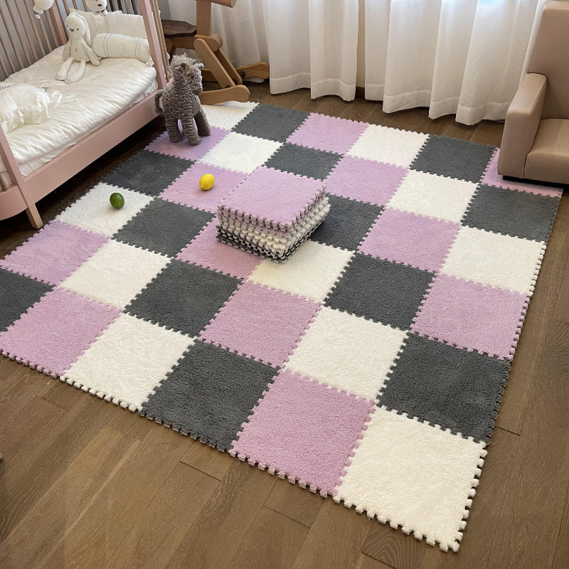 Modern Carpet Floor Tile Plush Cut Loose Lay Non-Skid Carpet Tile