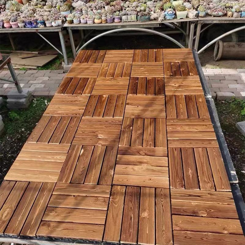 Tradition Wood Tile Wire Brushed Square Engineered Wood for Patio Garden