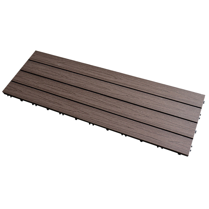 Tradition Rectangle Wood Tile Brown Engineered Wood for Patio Garden