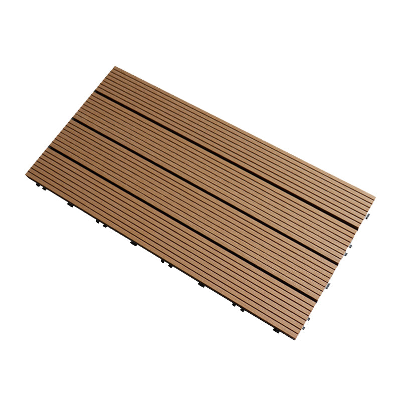 Tradition Rectangle Wood Tile Brown Engineered Wood for Patio Garden