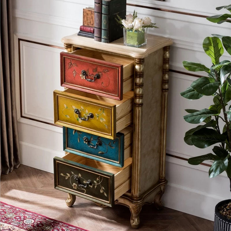 Traditional Vertical Lingerie Chest Rubber Wood Storage Bachelor Chest for Bedroom