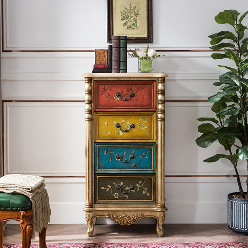 Traditional Vertical Lingerie Chest Rubber Wood Storage Bachelor Chest for Bedroom