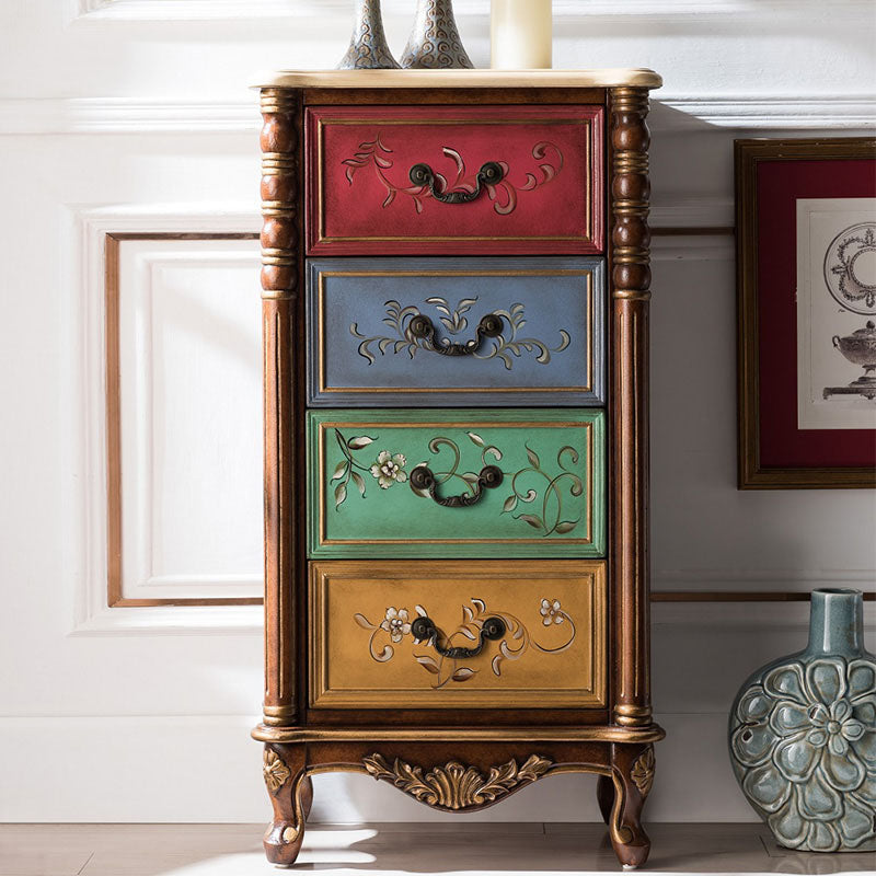 Traditional Vertical Lingerie Chest Rubber Wood Storage Bachelor Chest for Bedroom