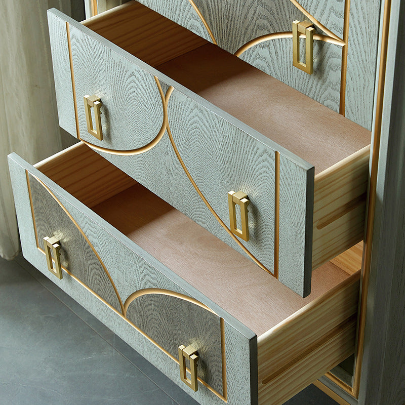 Classic Glam Combo Dresser Wood Horizontal Storage Chest Dresser for Bedroom