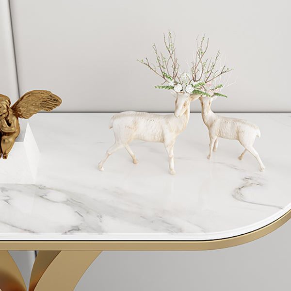 Glam Console Table Half Moon Marble Accent Table , 12 Inch Wide