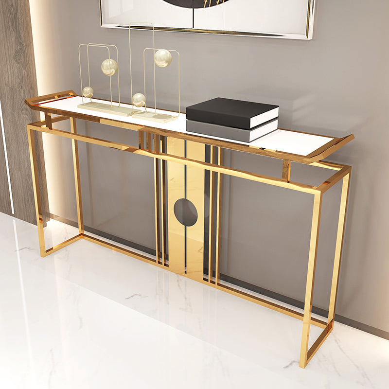 Glam Console Table Marble Accent Table in Gold for Hall , 12 Inch Wide