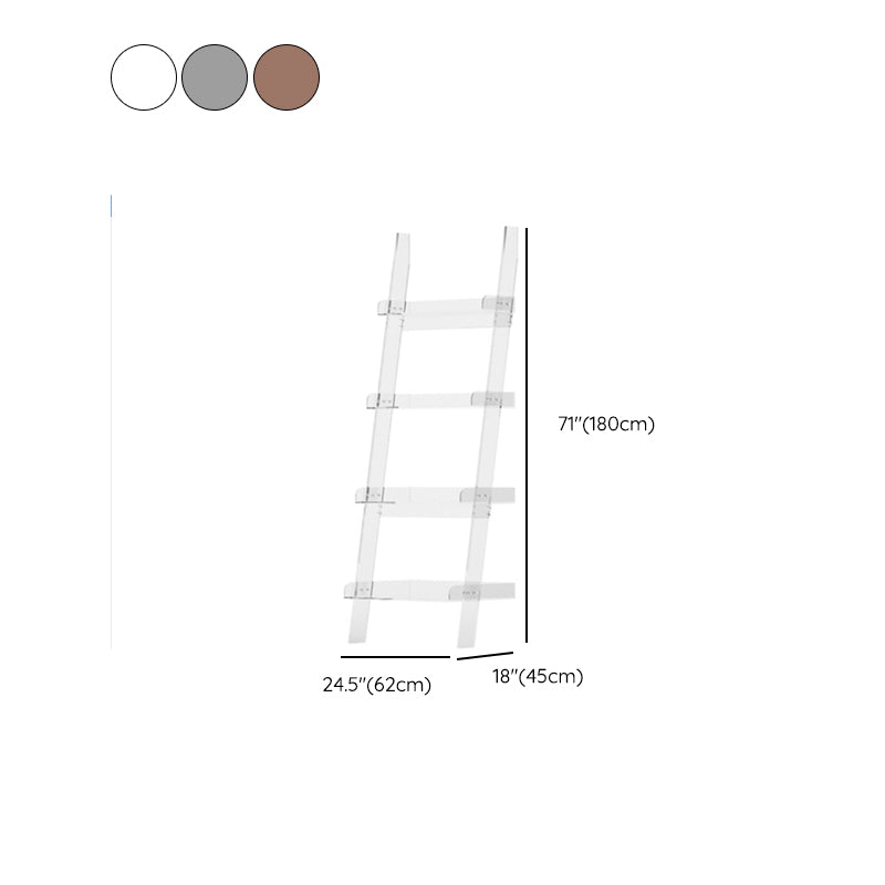 Contemporary Open Back Ladder Bookshelf Acrylic Bookcase with Shelves